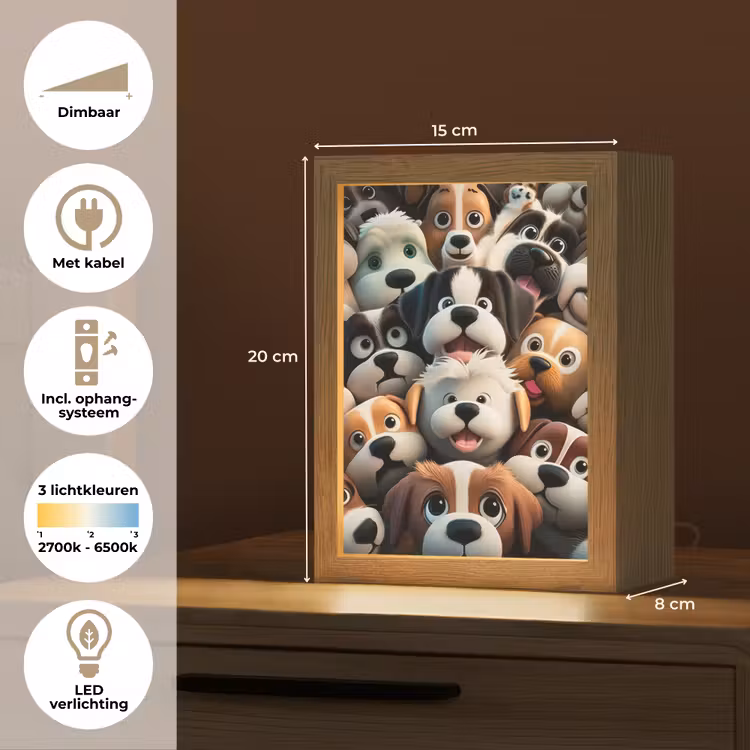Hond - Dieren - Patronen - Bruin - Meisjes - Jongens Light Box met kabel klein -USP_NL