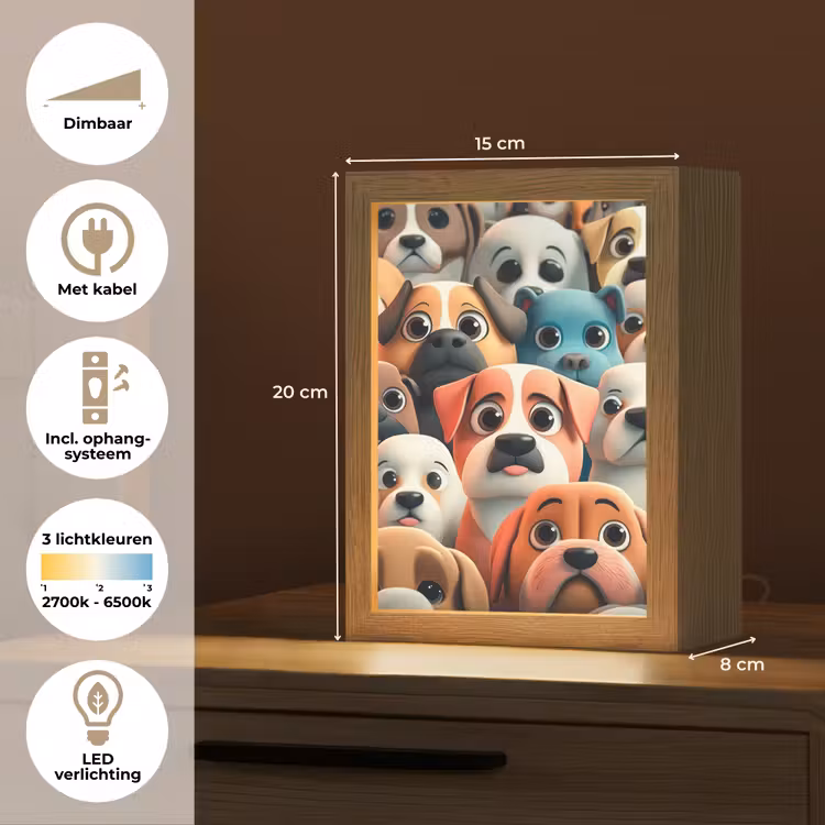 Hond - Dieren - Patronen - Bruin - Meiden - Jongens Light Box met kabel klein -USP_NL