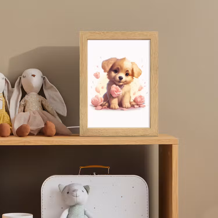 Hond - Bloemen - Roze - Meisjes - Kind Light Box met kabel klein -sfeer2_kind