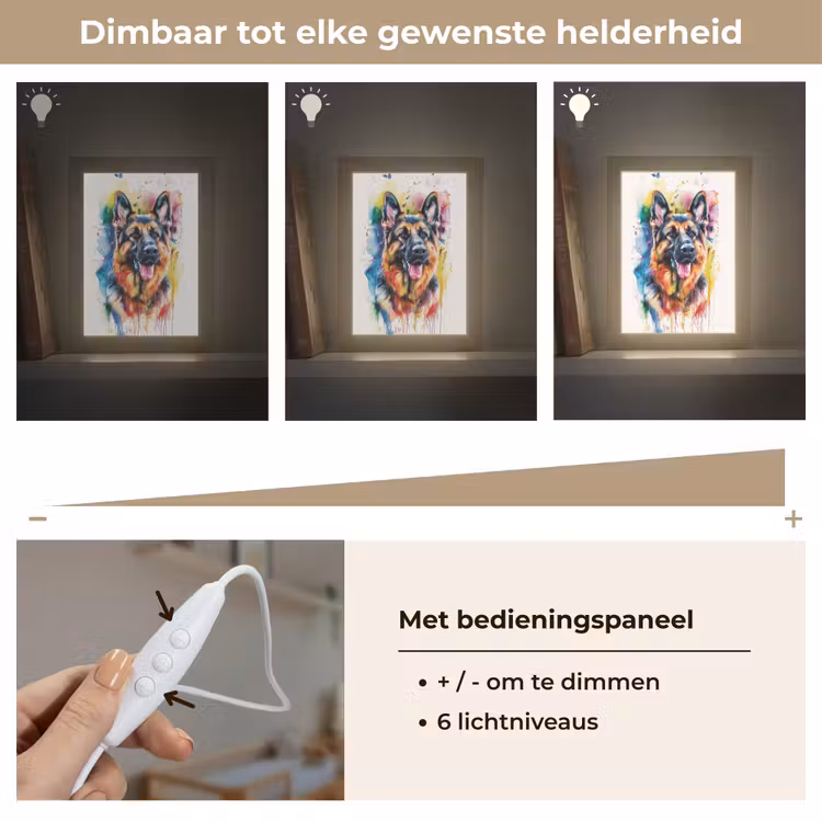 Hond - Verf - Dieren - Kleurrijk - Duitse Herder Light Box met kabel klein -USP_dimbaarNL