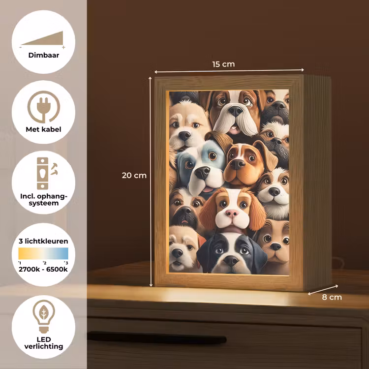 Hond - Patronen - Dieren - Bruin - Meisje - Jongen Light Box met kabel klein -USP_NL