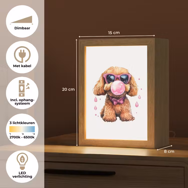 Hond - Roze - Kauwgom Light Box met kabel klein -USP_NL