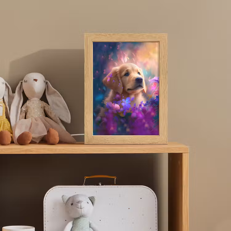 Hond - Puppy - Zon - Bloemen - Golden retriever Light Box met kabel klein -sfeer2_kind