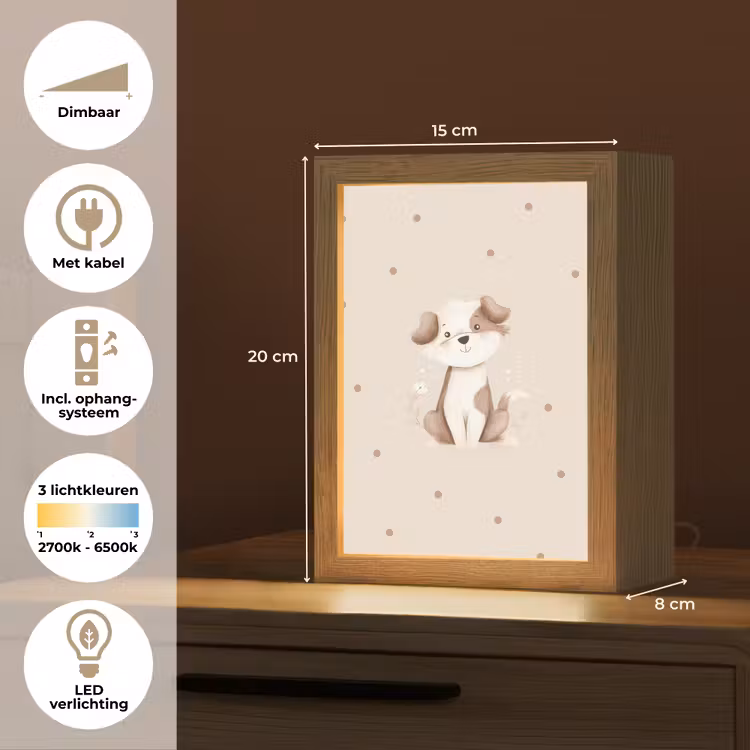 Hond - Gevlekt - Bruin - Stippen Light Box met kabel klein -USP_NL