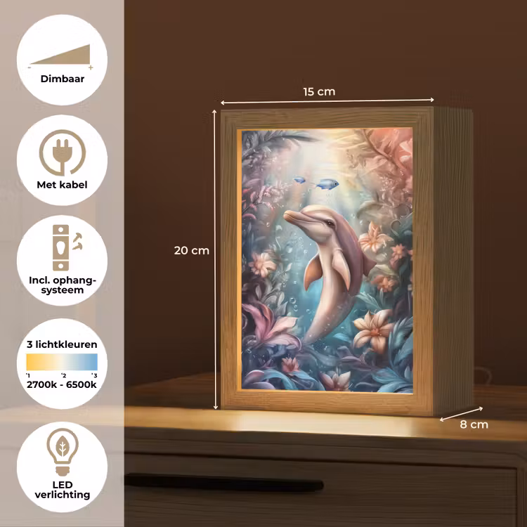 Dolfijn - Vissen - Onderwaterwereld - Bloemen Light Box met kabel klein -USP_NL