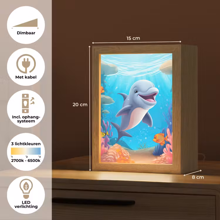 Dolfijn - Zeedieren - Onderwater - Kinderen - Meisjes Light Box met kabel klein -USP_NL