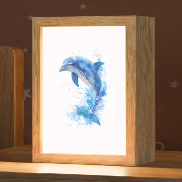 Dolfijn - Water - Blauw Light Box met kabel klein -zzz_3d_website