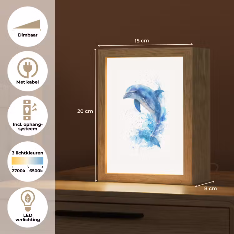 Dolfijn - Water - Blauw Light Box met kabel klein -USP_NL