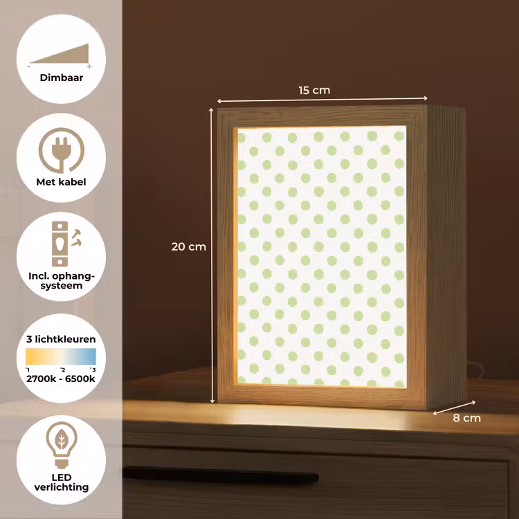 Dots - Klassiek - Groen Light Box met kabel (Kinderlampje) klein 904 -USP_NL