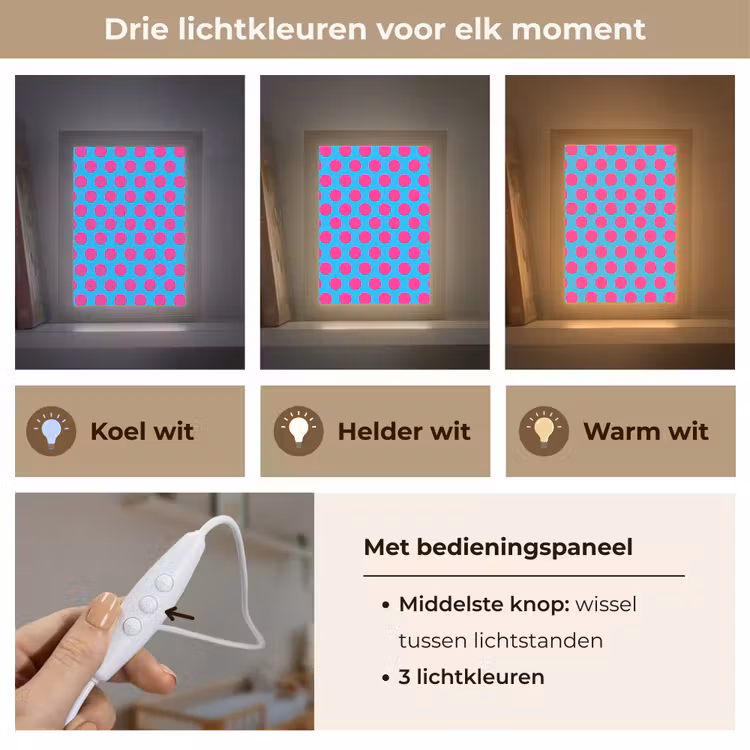 Stippen - Klassiek - Roze Light Box met kabel (Kinderlampje) klein 904 -USP_lichtkleurNL