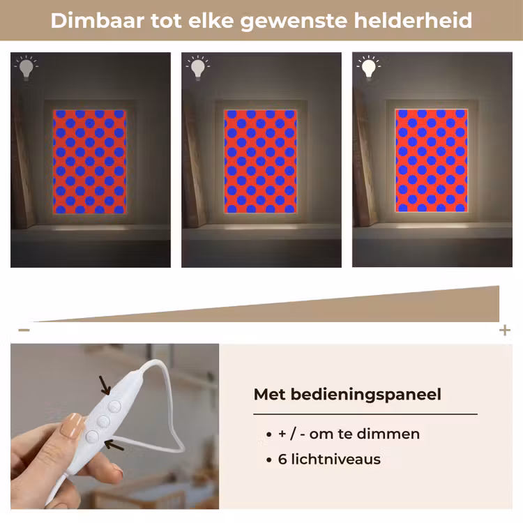 Dots - Klassiek - Rood Light Box met kabel (Kinderlampje) klein 904 -USP_dimbaarNL