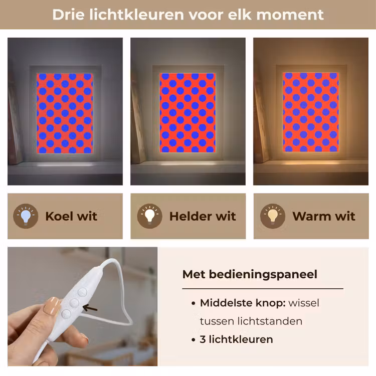 Dots - Klassiek - Rood Light Box met kabel (Kinderlampje) klein 904 -USP_lichtkleurNL