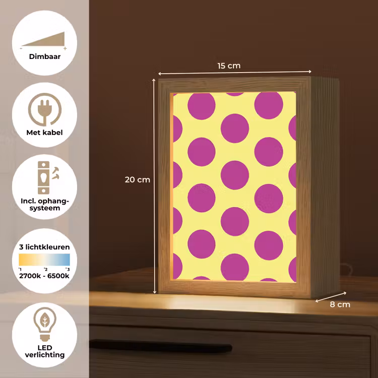 Dots - Klassiek - Geel Light Box met kabel (Kinderlampje) klein 904 -USP_NL