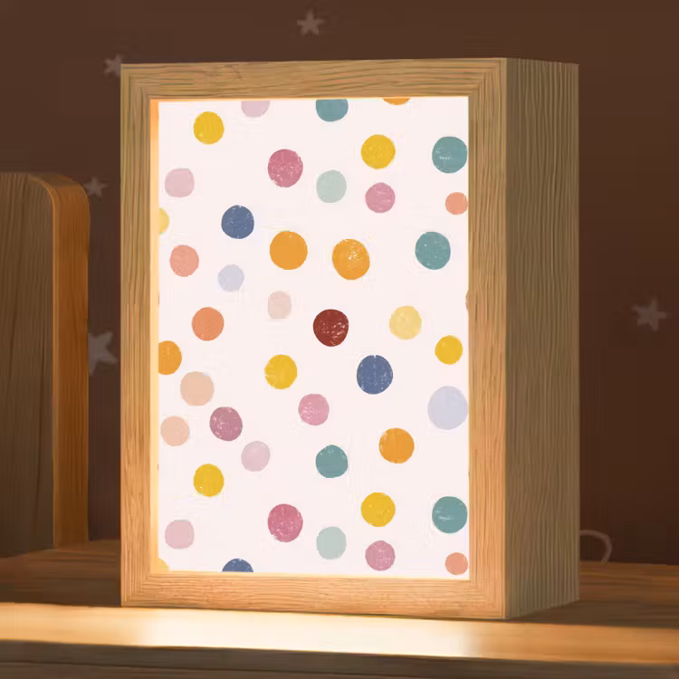 Stippen - Subtiel - Kleurrijk Light Box met kabel (Kinderlampje) klein 904 -zzz_3d_website