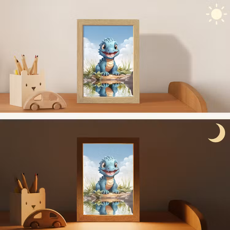 Draak - Blauw - Jongens - Kinderen Light Box met kabel klein -sfeer3_kind