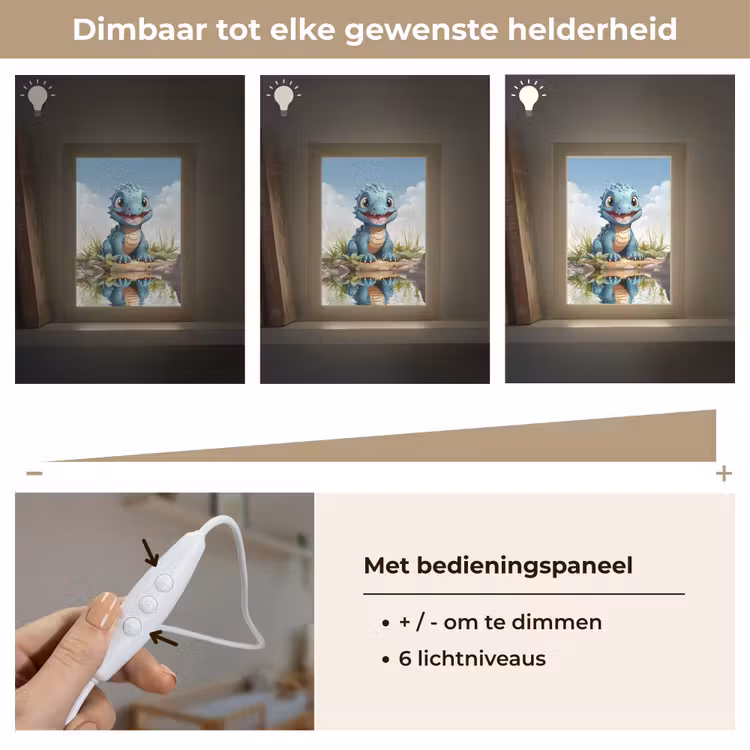 Draak - Blauw - Jongens - Kinderen Light Box met kabel klein -USP_dimbaarNL