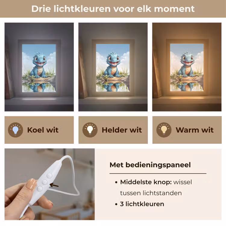Draak - Blauw - Jongens - Kinderen Light Box met kabel klein -USP_lichtkleurNL