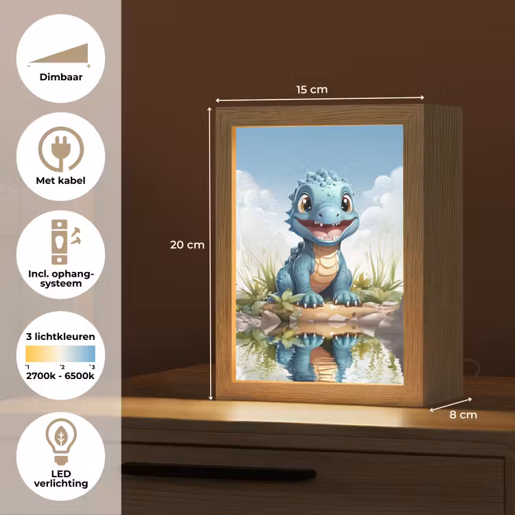 Draak - Blauw - Jongens - Kinderen Light Box met kabel klein -USP_NL