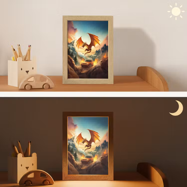 Draak - Auto - Bergen - Vuur Light Box met kabel klein -sfeer3_kind