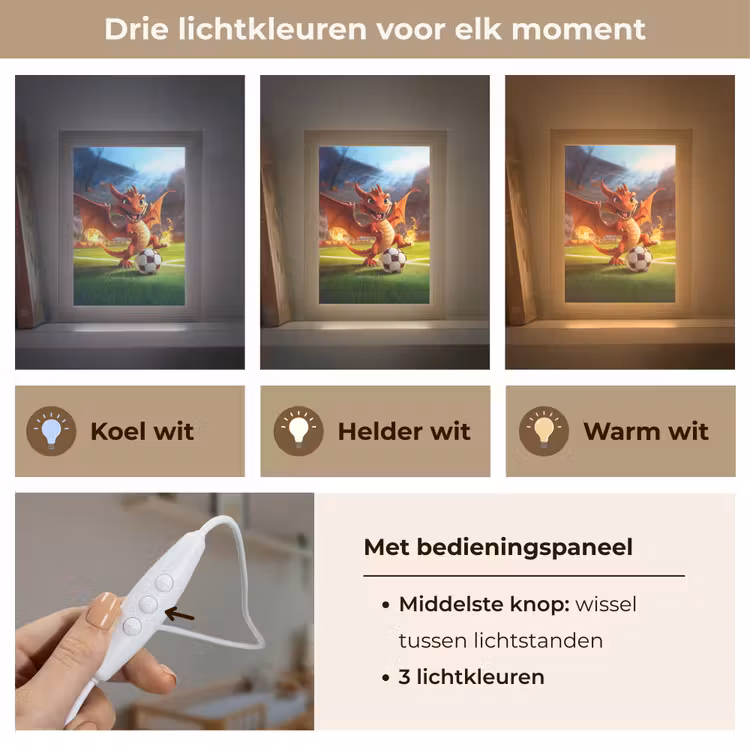 Draak - Voetbal - Vuur - Stadion Light Box met kabel klein -USP_lichtkleurNL
