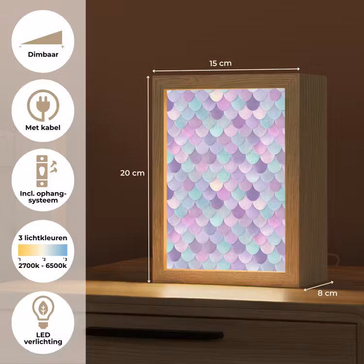 Dromerig - Zeemeermin - Pastel Light Box met kabel (Kinderlampje) klein 904 -USP_NL