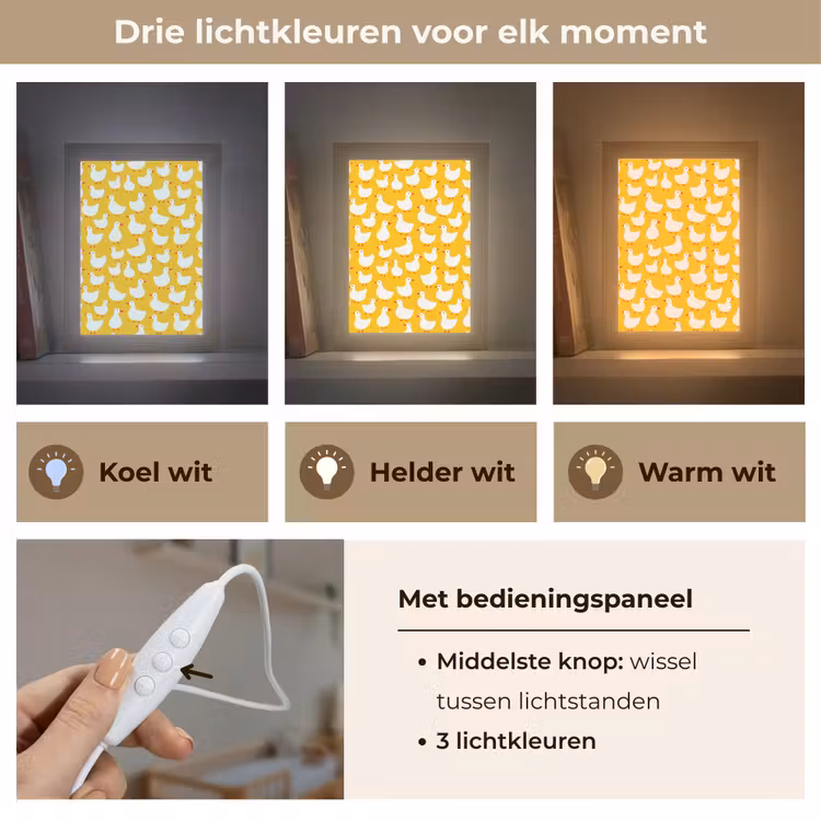 Eendjes - Patroon - Geel Light Box met kabel (Kinderlampje) klein 904 -USP_lichtkleurNL