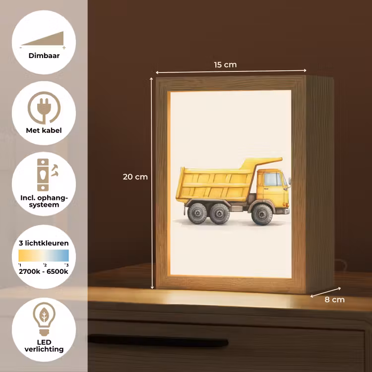 Kiepwagen - Geel - Illustratie Light Box met kabel (Kinderlampje) klein -USP_NL