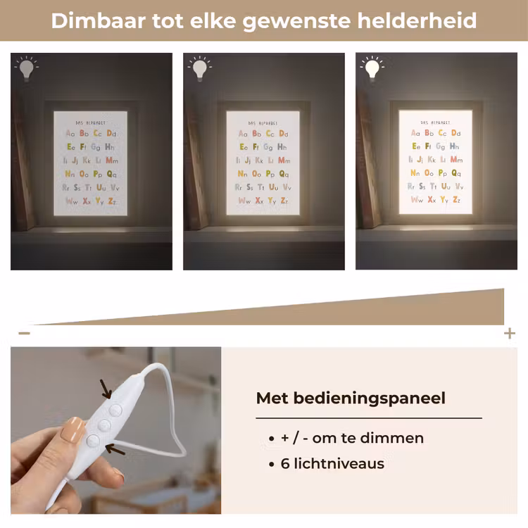 Educatief - Alfabet leren - Kleurrijk - Wit - Letters Light Box met kabel klein -USP_dimbaarNL