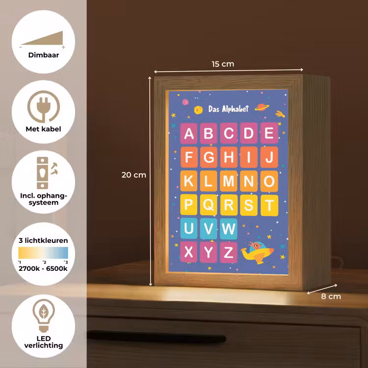 Educatief - Alfabet leren - Ruimte - Letters Light Box met kabel klein -USP_NL