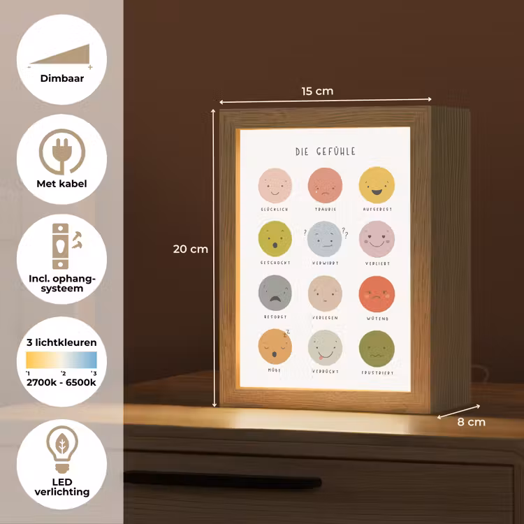 Educatief - Gevoelens leren - Wit - Emoties Light Box met kabel klein -USP_NL