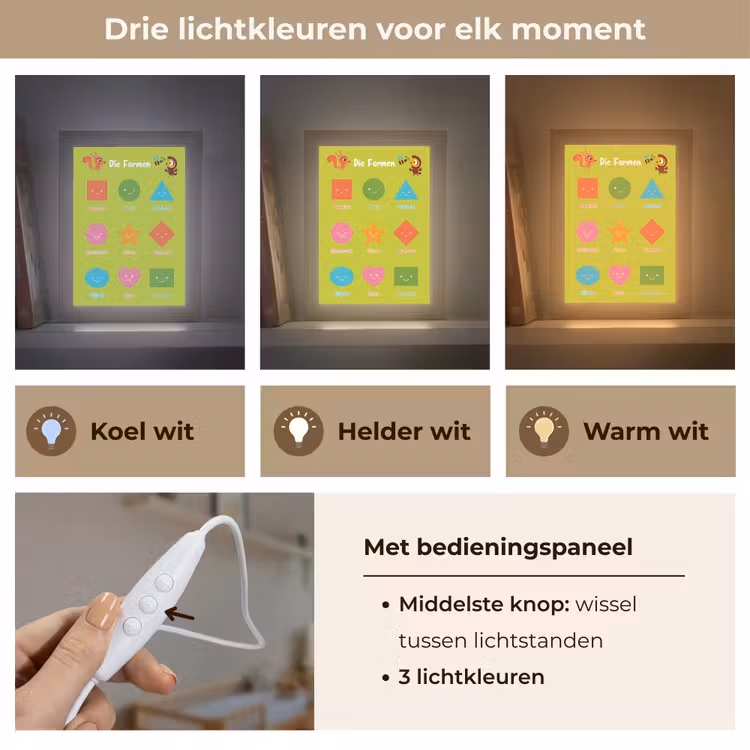 Educatief - Vormen leren - Groen - Geometrische vormen Light Box met kabel klein -USP_lichtkleurNL