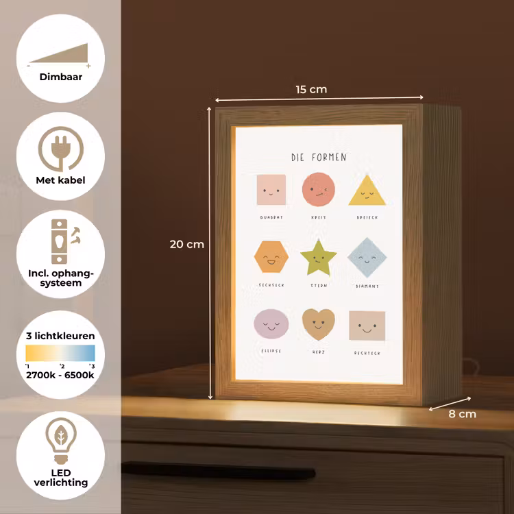 Educatief - Vormen leren - Wit - Geometrische vormen Light Box met kabel klein -USP_NL