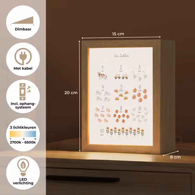 Educatief - Leren tellen - Beige - 1-10 - Boerderij Light Box met kabel klein -USP_NL