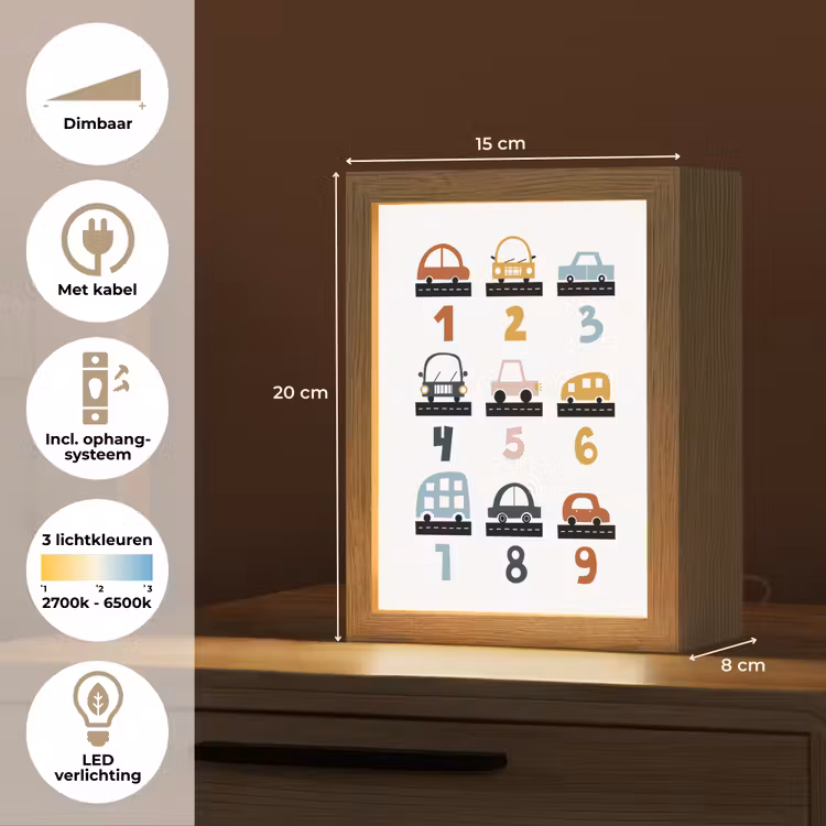 Educatief - Leren tellen - Auto's - 1-10 - Jongens Light Box met kabel klein -USP_NL