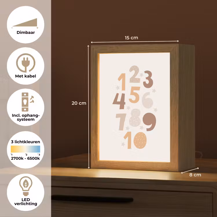 Educatief - Leren tellen - Pastel - 1-10 - Meisjes Light Box met kabel klein -USP_NL