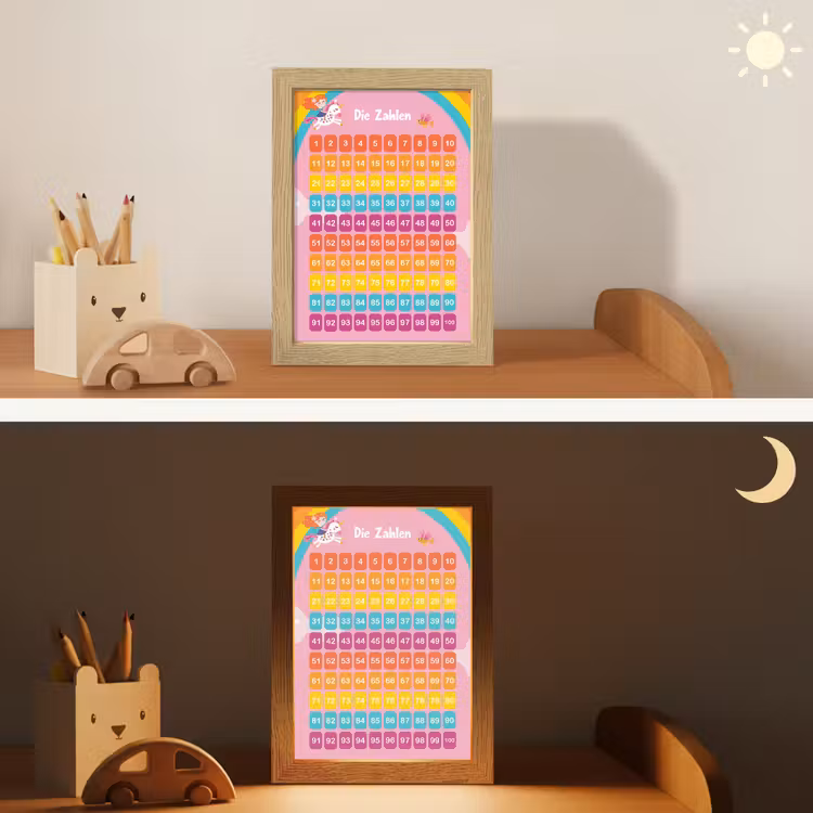 Educatief - Leren tellen - Regenboog - Eenhoorn - Getallen Light Box met kabel klein -sfeer3_kind
