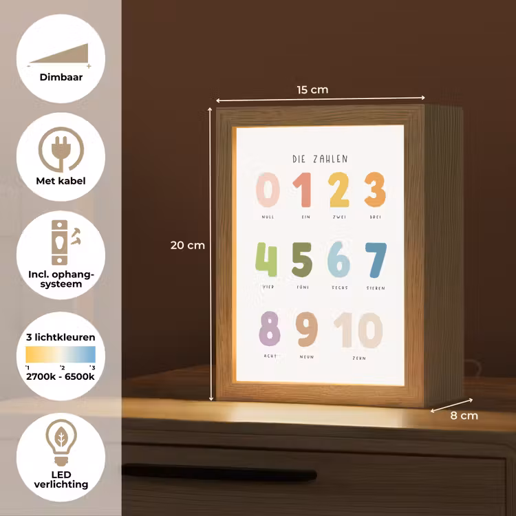 Educatief - Leren tellen - Wit - Kleuren - 1-10 Light Box met kabel klein -USP_NL