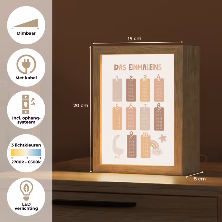Educatief - Leren rekenen - Pastel - Vermenigvuldigingstabel Light Box met kabel klein -USP_NL
