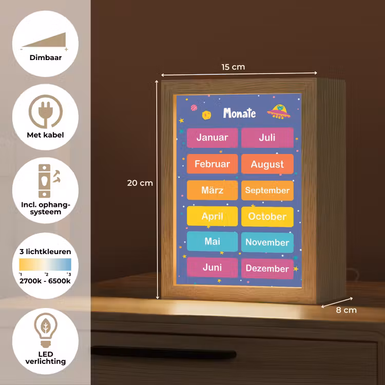 Educatief - Maanden - Ruimte - Leren Light Box met kabel klein -USP_NL