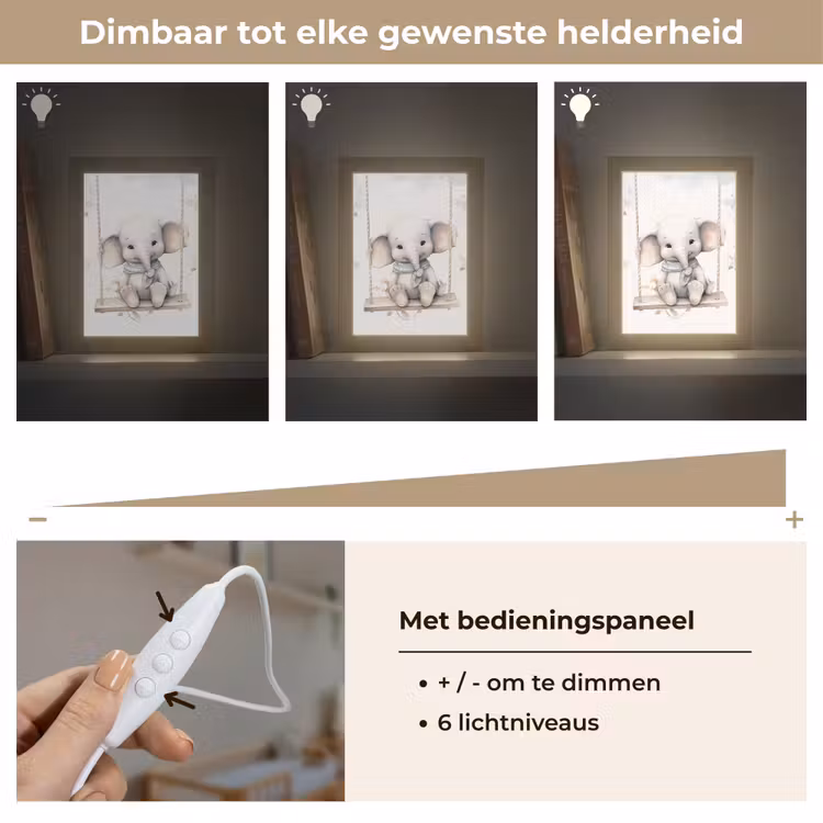 Olifant - Dier - Kinderen Light Box met kabel klein -USP_dimbaarNL