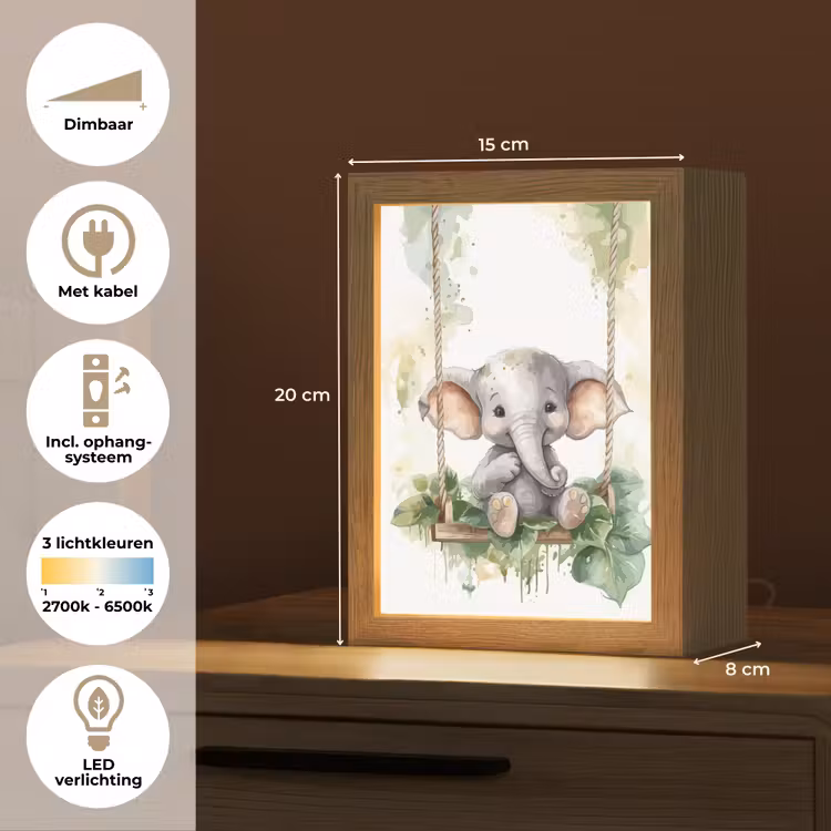 Olifant - Dier - Kinderen - Jungle Light Box met kabel klein -USP_NL