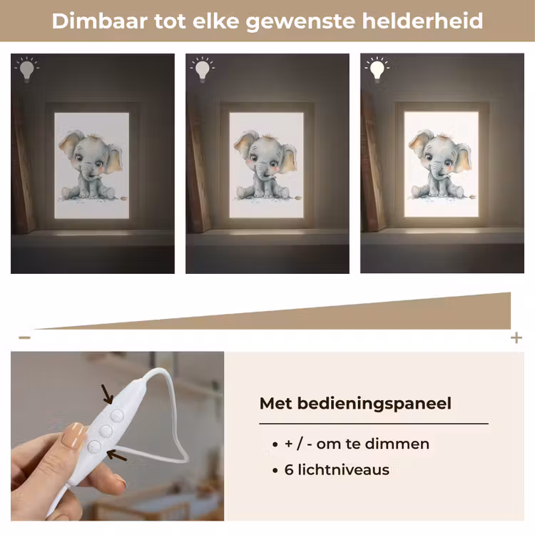 Olifant - Baby dier Light Box met kabel klein -USP_dimbaarNL