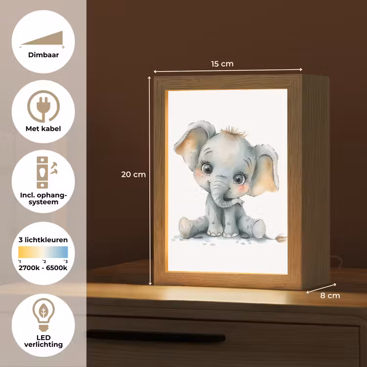 Olifant - Baby dier Light Box met kabel klein -USP_NL