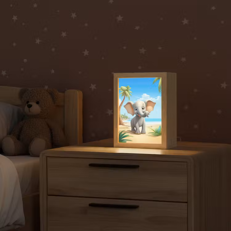 Olifant - Strand - Dieren - Meisjes - Kind Light Box met kabel klein -sfeer1_kind