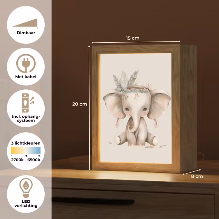 Olifant - Bohemian - Dieren - Boho Light Box met kabel klein -USP_NL