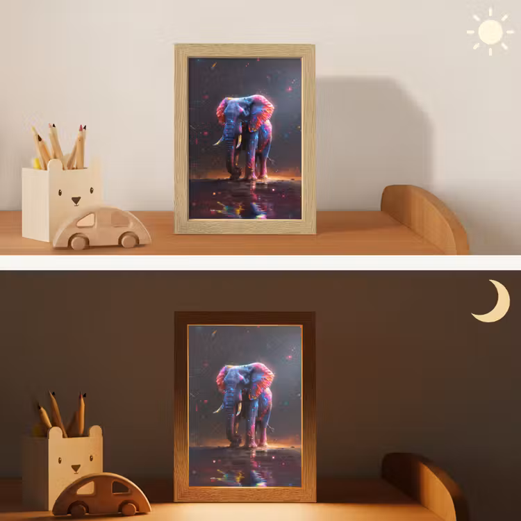 Olifant - Kleuren - Sterren - Dier Light Box met kabel klein -sfeer3_kind