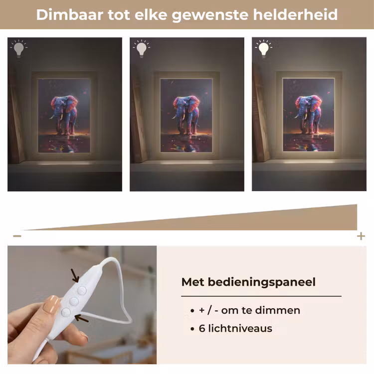 Olifant - Kleuren - Sterren - Dier Light Box met kabel klein -USP_dimbaarNL