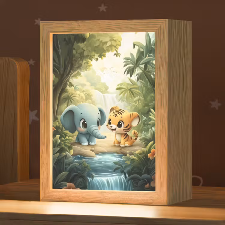 Olifant - Tijger - Bos - Jungle Light Box met kabel klein -zzz_3d_website