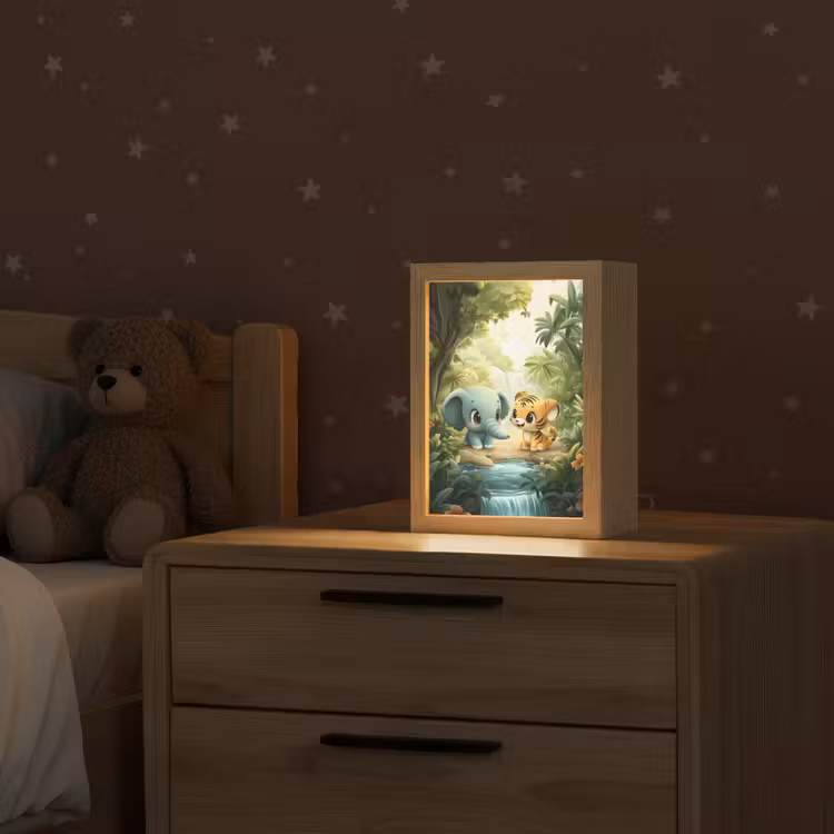 Olifant - Tijger - Bos - Jungle Light Box met kabel klein -sfeer1_kind