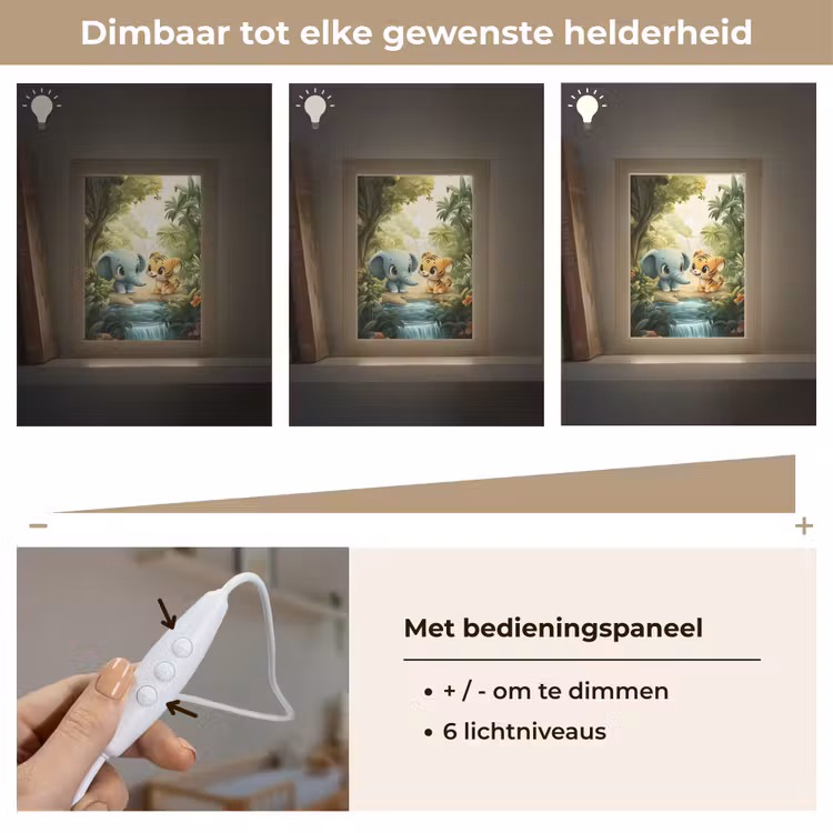 Olifant - Tijger - Bos - Jungle Light Box met kabel klein -USP_dimbaarNL